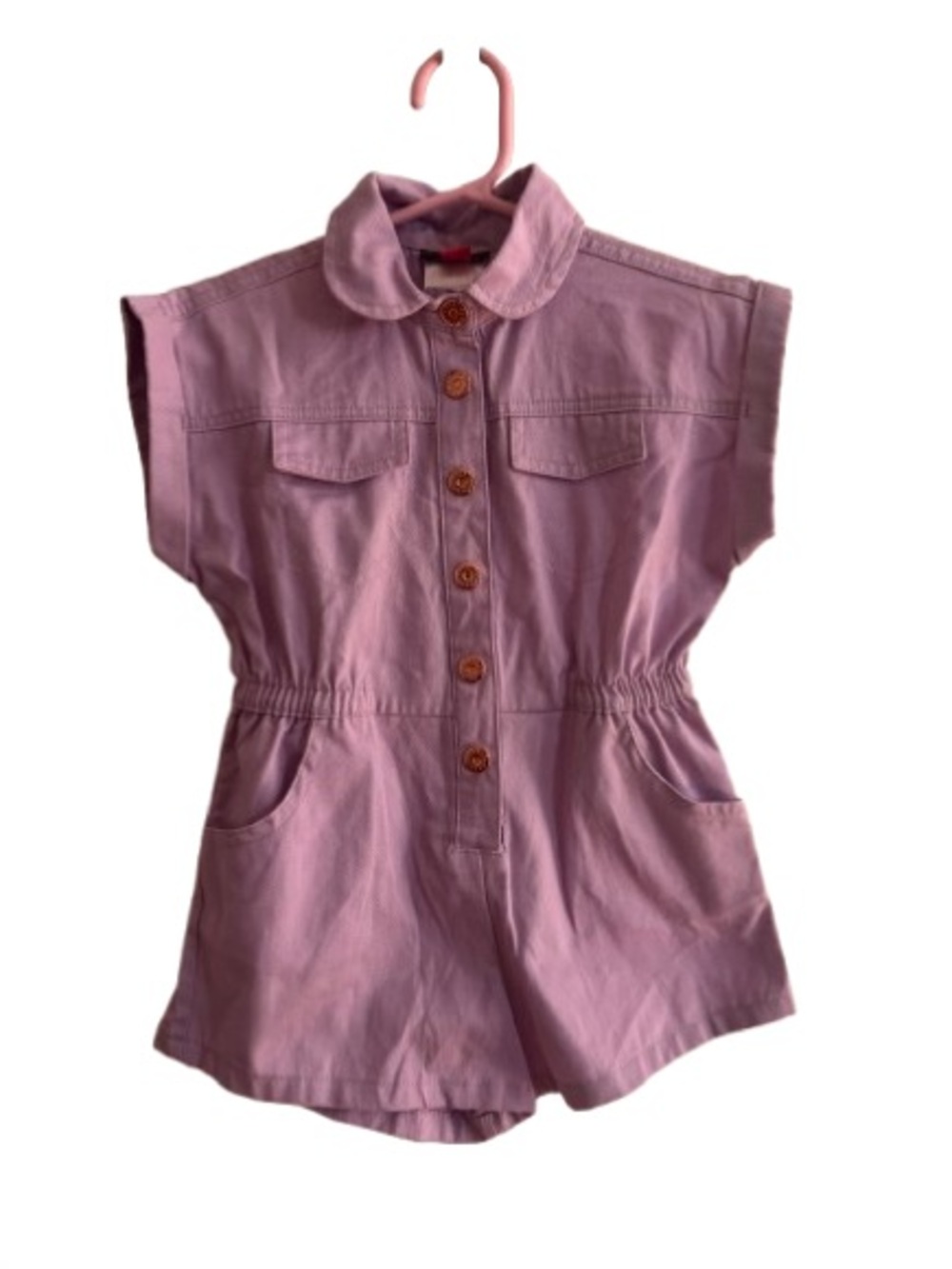 Vince Camuto Girls Lavender Button-Front Short Romper